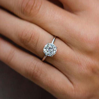 2Ct Luxurious Round Cut 4 Prong Solitaire Engagement Ring For Women In Sterling Silver-Sterling Silver-lornajewelry