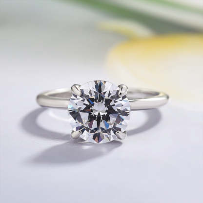 2Ct Luxurious Round Cut 4 Prong Solitaire Engagement Ring For Women In Sterling Silver-Sterling Silver-lornajewelry