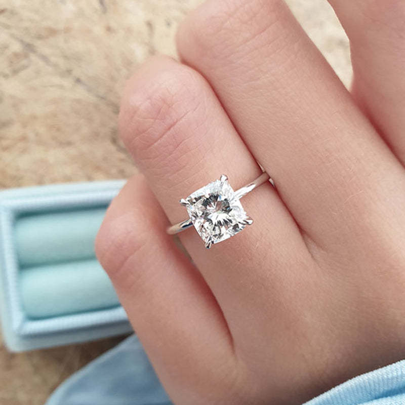 3Ct Elegant Cushion Cut Engagement Ring for Women In Sterling Silver-Sterling Silver-lornajewelry