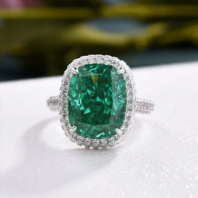 8Ct Gorgeous Halo Cushion Cut Paraiba Tourmaline Engagement Ring-Sterling Silver-lornajewelry