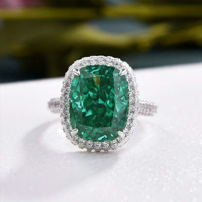 8Ct Gorgeous Halo Cushion Cut Paraiba Tourmaline Engagement Ring-Sterling Silver-lornajewelry