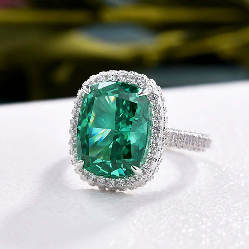 8Ct Gorgeous Halo Cushion Cut Paraiba Tourmaline Engagement Ring-Sterling Silver-lornajewelry