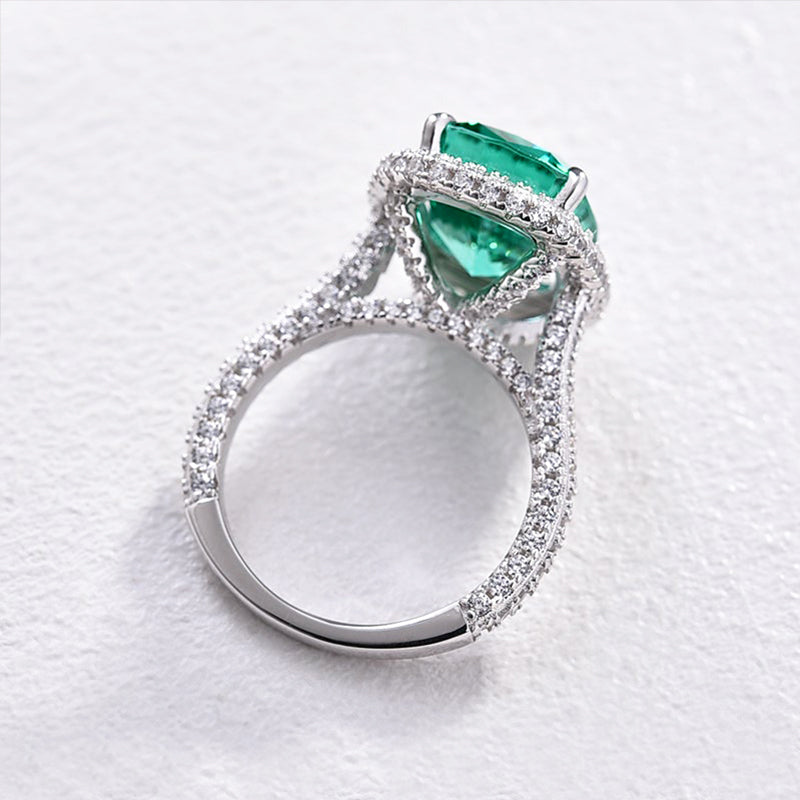 8Ct Gorgeous Halo Cushion Cut Paraiba Tourmaline Engagement Ring-Sterling Silver-lornajewelry