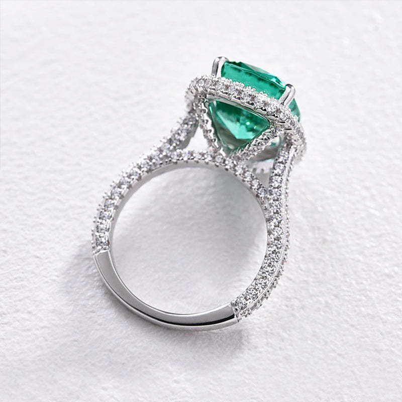 8Ct Gorgeous Halo Cushion Cut Paraiba Tourmaline Engagement Ring-Sterling Silver-lornajewelry