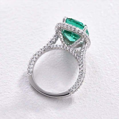 8Ct Gorgeous Halo Cushion Cut Paraiba Tourmaline Engagement Ring-Sterling Silver-lornajewelry