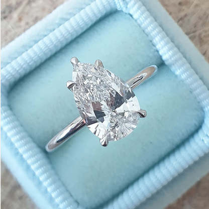 3.5Ct Classic Pear Cut Engagement Ring-Sterling Silver-lornajewelry