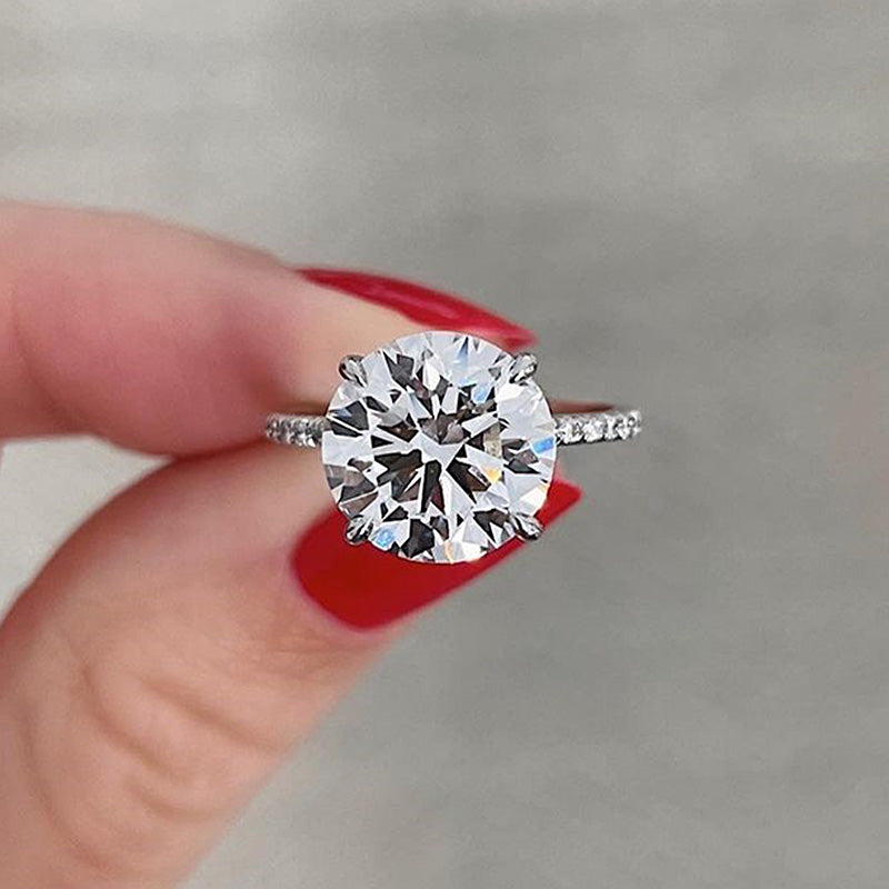 4Ct Luxurious Round Cut 4 Prong Engagement Ring For Women In Sterling Silver-Sterling Silver-lornajewelry