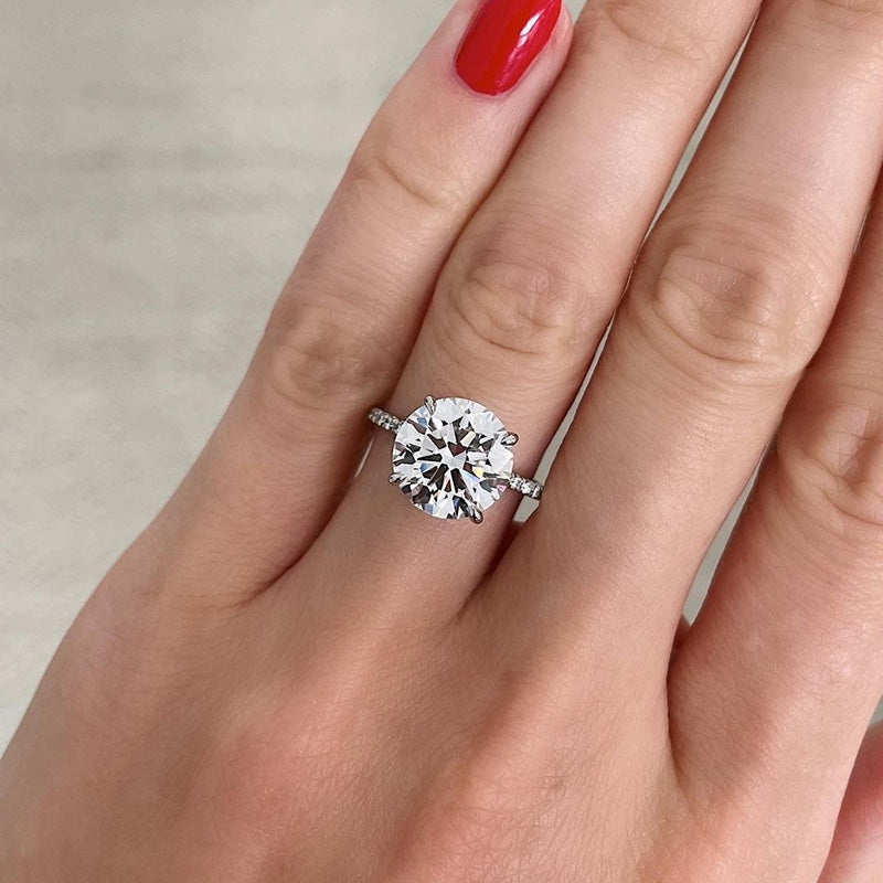 4Ct Luxurious Round Cut 4 Prong Engagement Ring For Women In Sterling Silver-Sterling Silver-lornajewelry