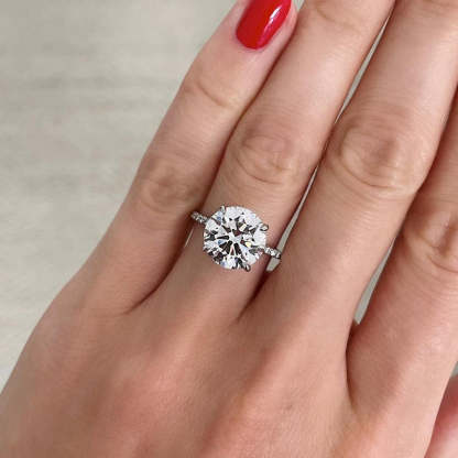 4Ct Luxurious Round Cut 4 Prong Engagement Ring For Women In Sterling Silver-Sterling Silver-lornajewelry