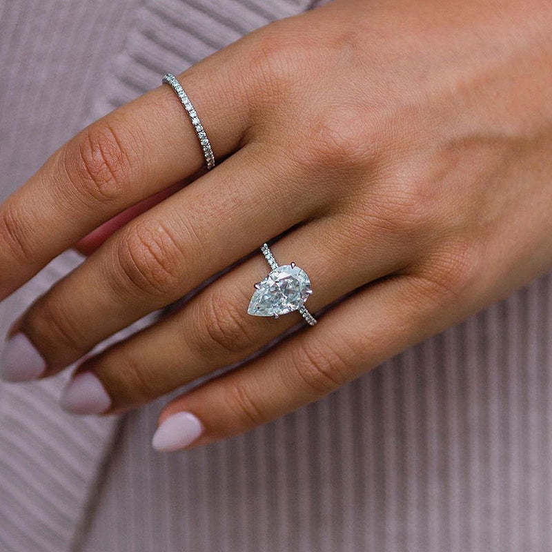2.8Ct Elegant Pear Cut  Engagement Ring In Sterling Silver-Sterling Silver-lornajewelry
