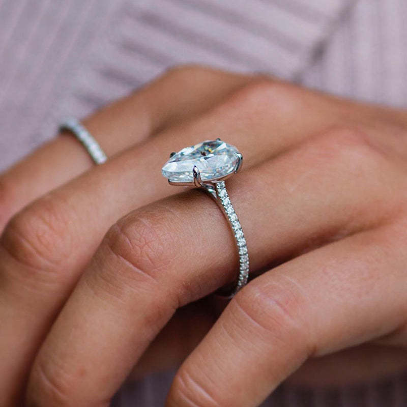 2.8Ct Elegant Pear Cut  Engagement Ring In Sterling Silver-Sterling Silver-lornajewelry
