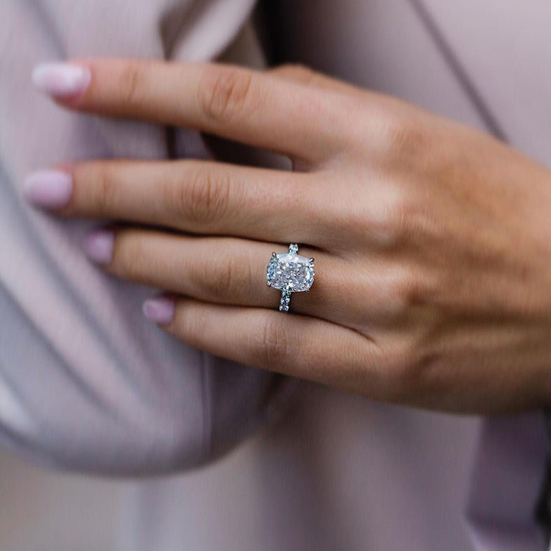 5Ct Elegant Cushion Cut Engagement Ring For Women In Sterling Silver-Sterling Silver-lornajewelry