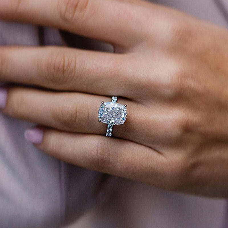 5Ct Elegant Cushion Cut Engagement Ring For Women In Sterling Silver-Sterling Silver-lornajewelry