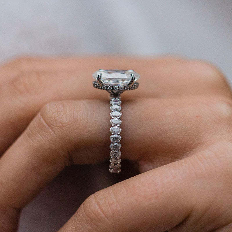 3.5Ct Gorgeous Oval Cut  Engagement Ring In White Gold-Sterling Silver-lornajewelry