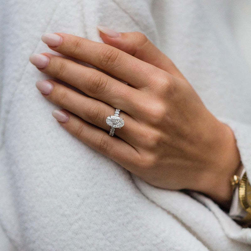 3.5Ct Gorgeous Oval Cut  Engagement Ring In White Gold-Sterling Silver-lornajewelry