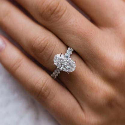 3.5Ct Gorgeous Oval Cut  Engagement Ring In White Gold-Sterling Silver-lornajewelry