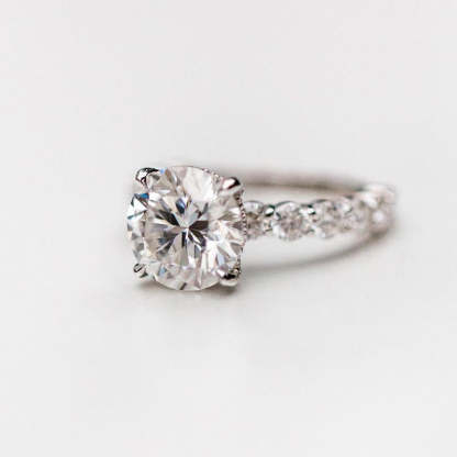 3.5Ct Elegant Round Cut Engagement Ring For Women In Sterling Silver-Sterling Silver-lornajewelry
