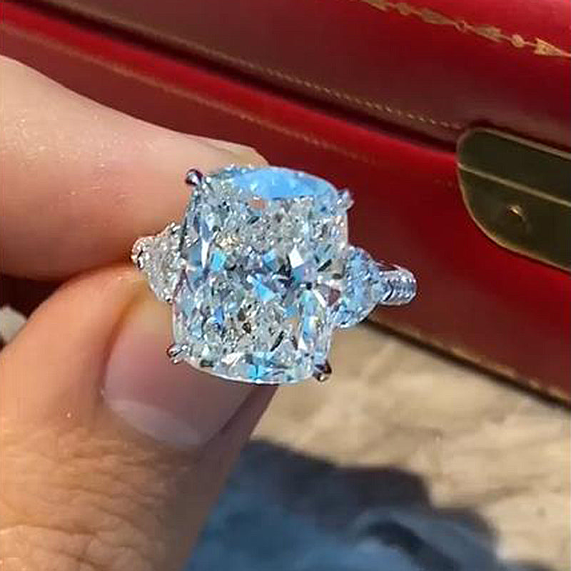 8Ct Gorgeous Cushion Cut Three Stone Engagement Ring In Sterling Silver-Sterling Silver-lornajewelry