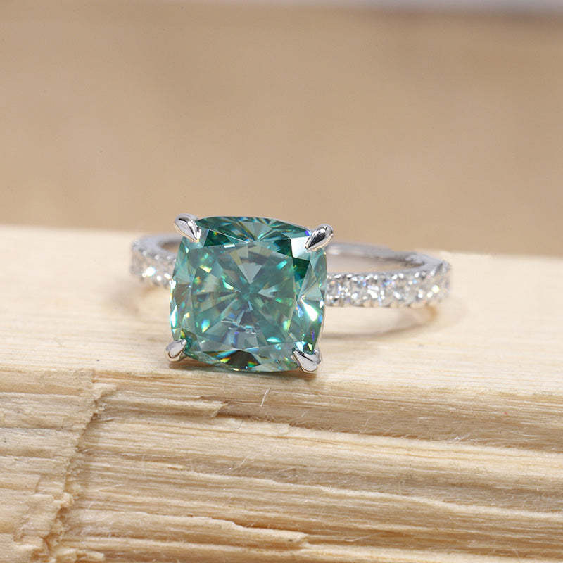2Ct Exclusive Cushion Cut Paraiba Tourmaline Engagement Ring-Sterling Silver-lornajewelry