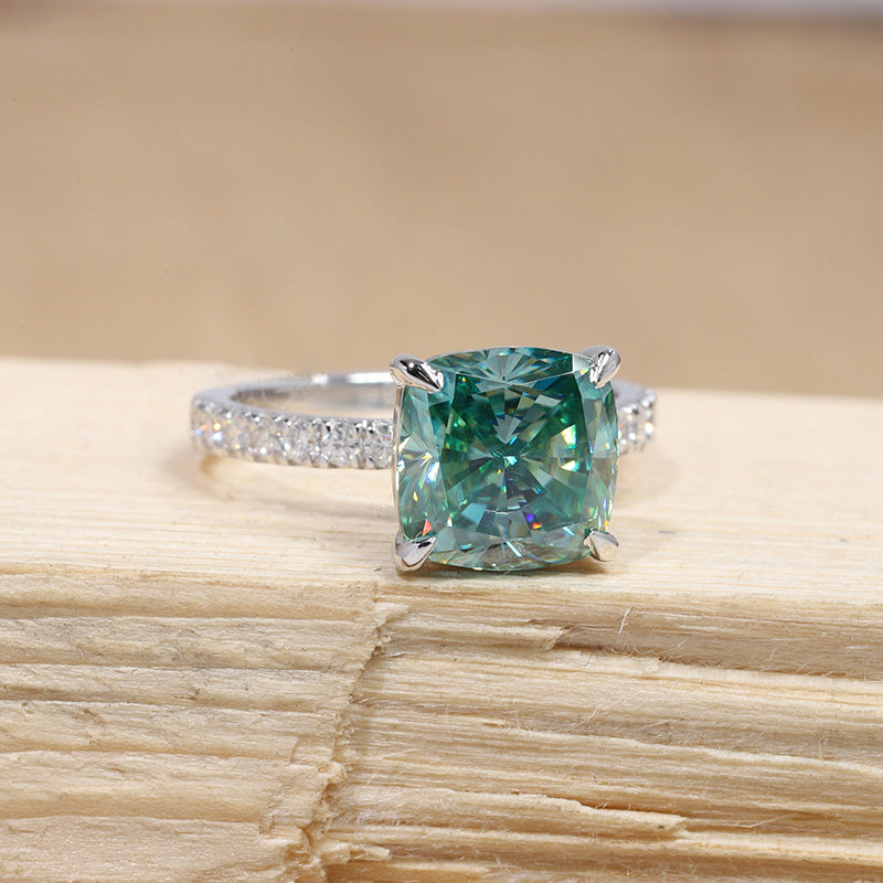 2Ct Exclusive Cushion Cut Paraiba Tourmaline Engagement Ring-Sterling Silver-lornajewelry