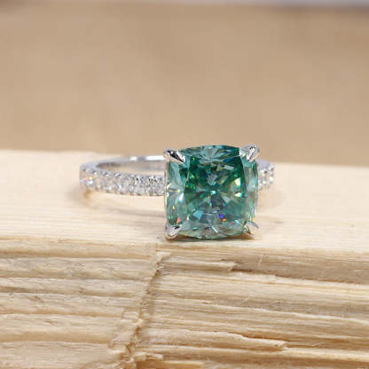 2Ct Exclusive Cushion Cut Paraiba Tourmaline Engagement Ring-Sterling Silver-lornajewelry