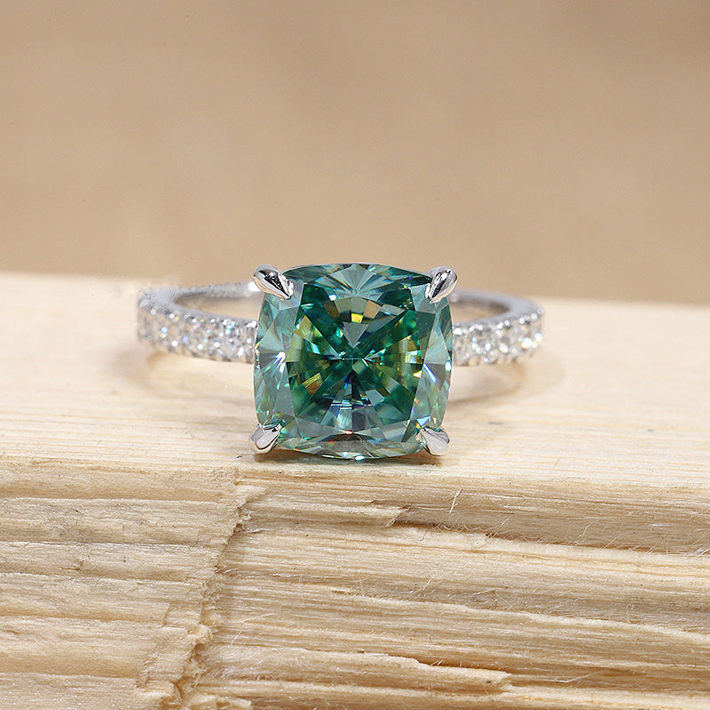 2Ct Exclusive Cushion Cut Paraiba Tourmaline Engagement Ring-Sterling Silver-lornajewelry