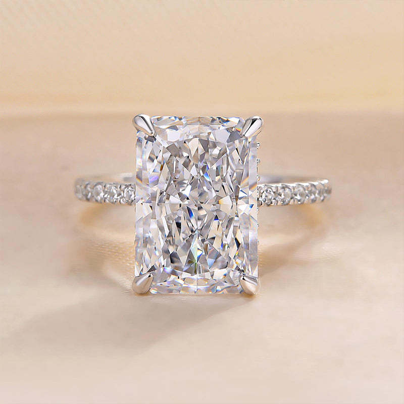 7Ct Classic Big Radiant Cut  Engagement Ring for Women-Sterling Silver-lornajewelry