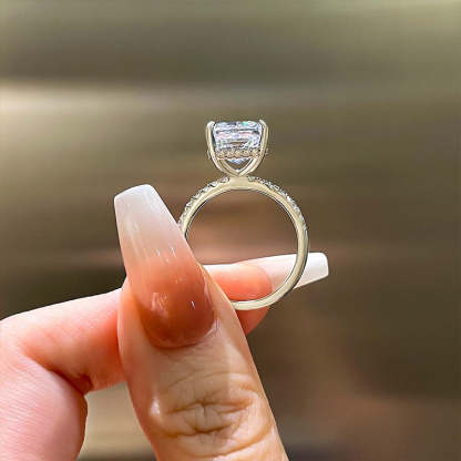 7Ct Classic Big Radiant Cut  Engagement Ring for Women-Sterling Silver-lornajewelry