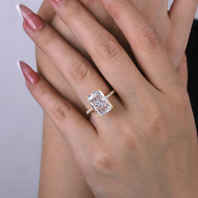 7Ct Classic Big Radiant Cut  Engagement Ring for Women-Sterling Silver-lornajewelry
