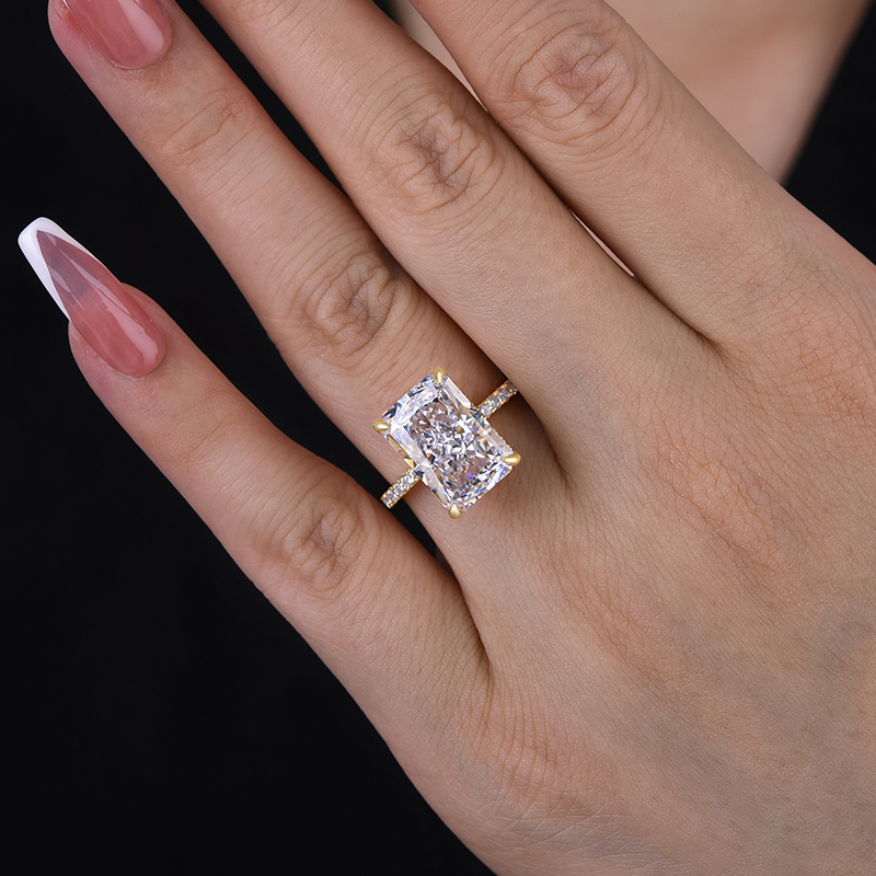 7Ct Classic Big Radiant Cut  Engagement Ring for Women-Sterling Silver-lornajewelry