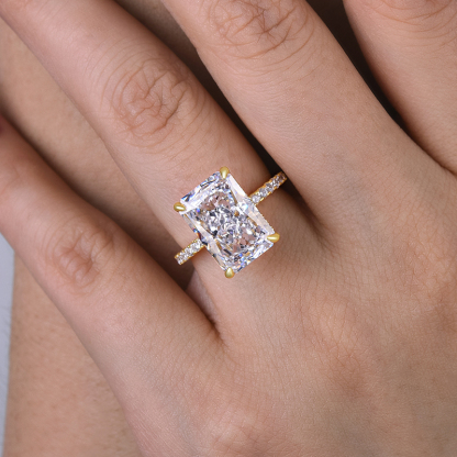 7Ct Classic Big Radiant Cut  Engagement Ring for Women-Sterling Silver-lornajewelry