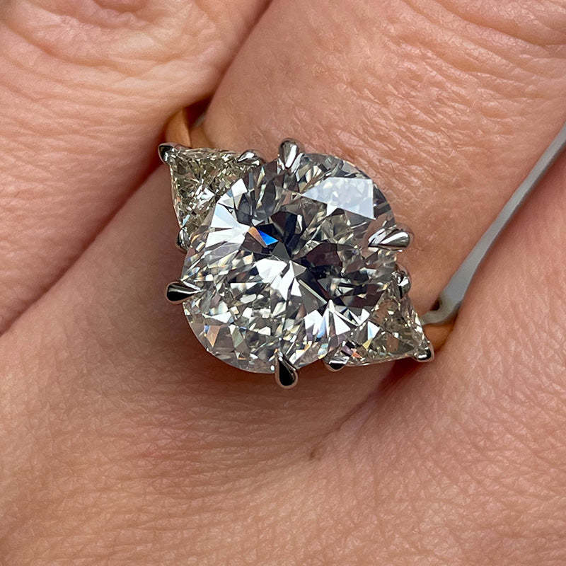 4Ct Dazzling Two-Tone Oval Cut Three Stone Engagement Ring-Sterling Silver-lornajewelry