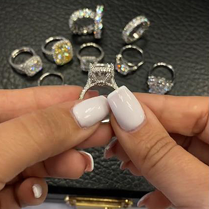 7Ct Timeless Crushed Ice Cushion Cut Engagement Ring For Women-Sterling Silver-lornajewelry