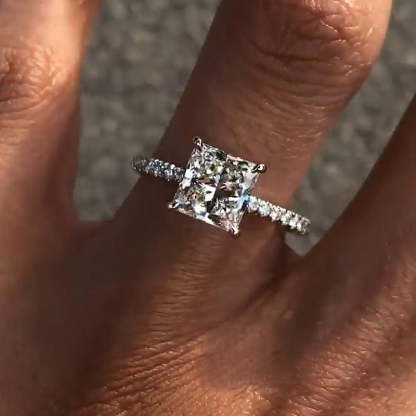 2Ct Sparkle Princess Cut Engagement Ring For Women In Sterling Silver-Sterling Silver-lornajewelry