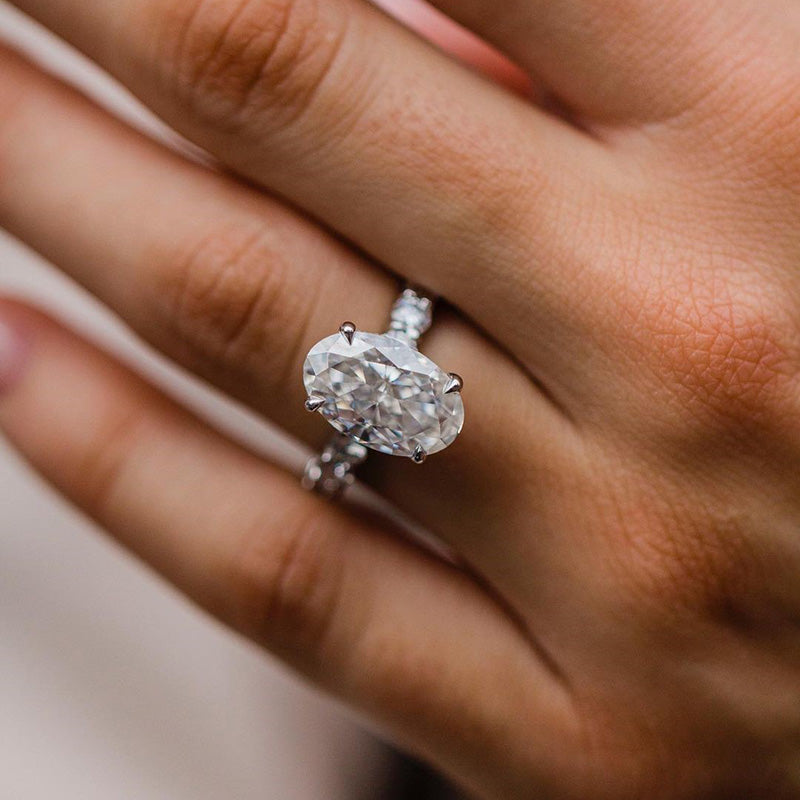 4Ct Stunning Oval Cut  Engagement Ring In Sterling Silver-Sterling Silver-lornajewelry