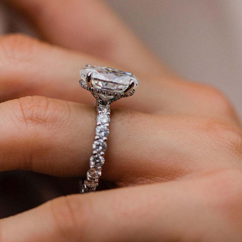 4Ct Stunning Oval Cut  Engagement Ring In Sterling Silver-Sterling Silver-lornajewelry