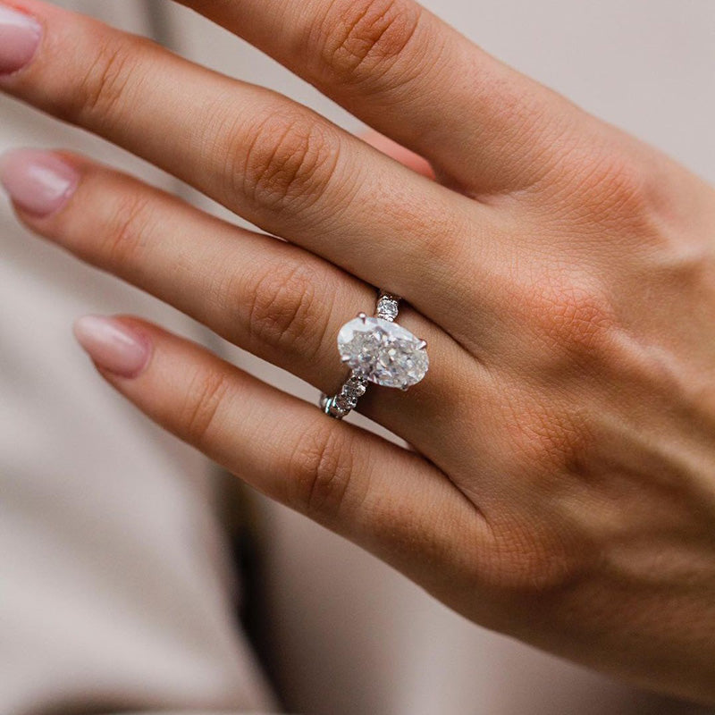4Ct Stunning Oval Cut  Engagement Ring In Sterling Silver-Sterling Silver-lornajewelry