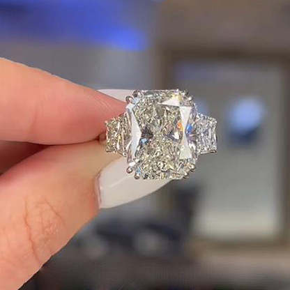7Ct Luxurious Radiant Cut Three Stone Women's Engagement Ring In Sterling Silver-Sterling Silver-lornajewelry