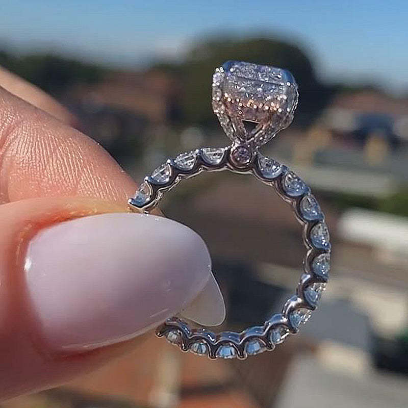 3Ct Unique Crushed Ice Radiant Cut Engagement Ring For Women In Sterling Silver-Sterling Silver-lornajewelry