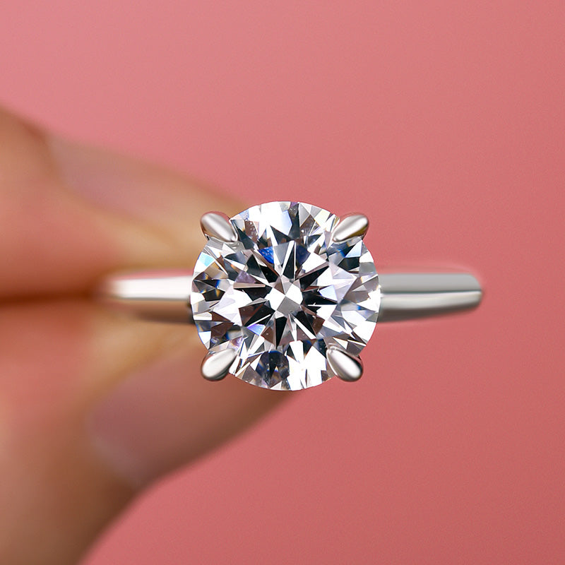 2.8Ct Bright Round Cut Engagement Ring-Sterling Silver-lornajewelry