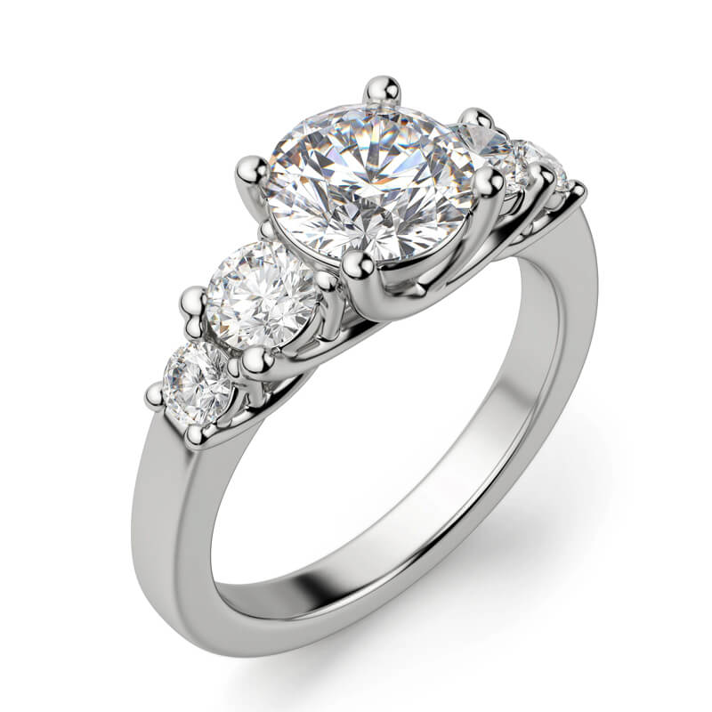 1Ct Moissanite Five Stone Trellis Sidestone Engagement Ring-Sterling Silver-lornajewelry