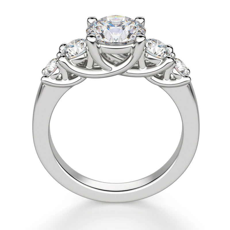 1Ct Moissanite Five Stone Trellis Sidestone Engagement Ring-Sterling Silver-lornajewelry