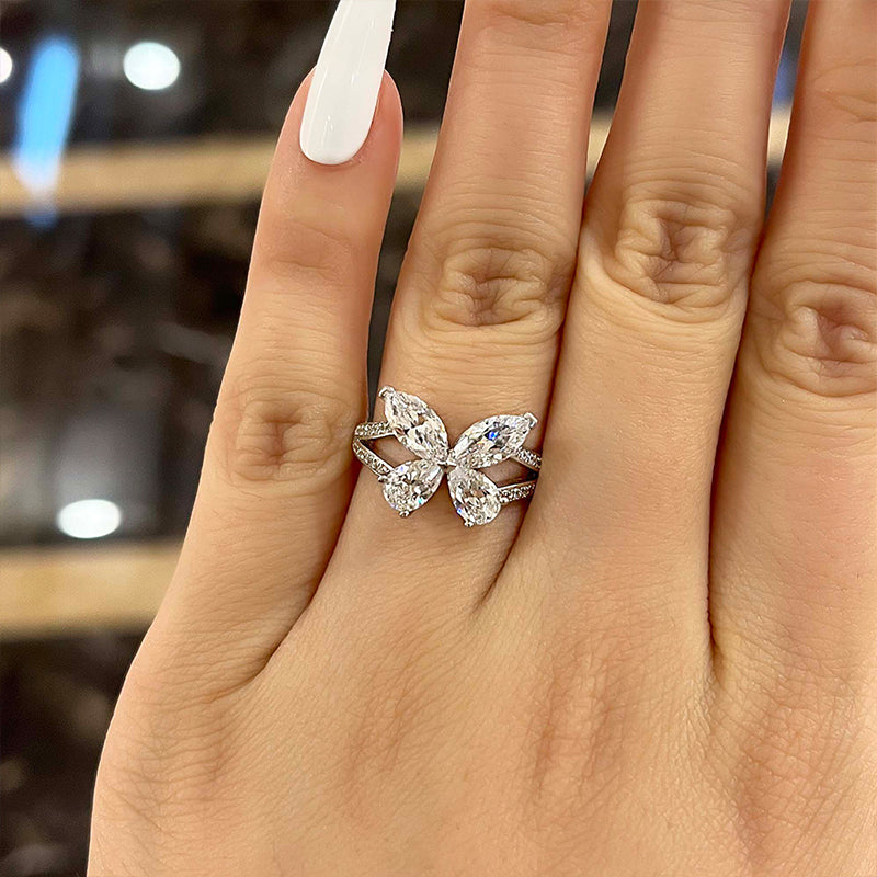 2Ct Butterfly Design Promise Ring Gift For Her In Sterling Silver-Sterling Silver-lornajewelry