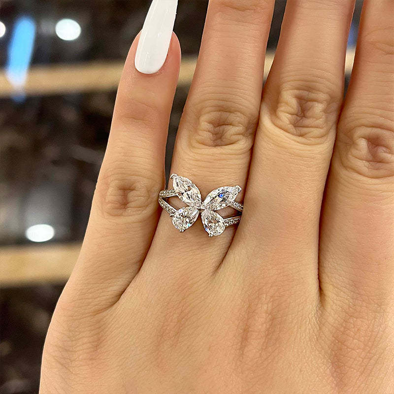2Ct Butterfly Design Promise Ring Gift For Her In Sterling Silver-Sterling Silver-lornajewelry