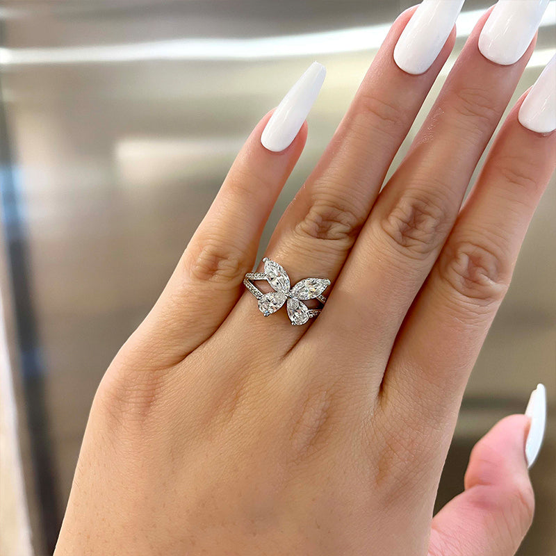 2Ct Butterfly Design Promise Ring Gift For Her In Sterling Silver-Sterling Silver-lornajewelry