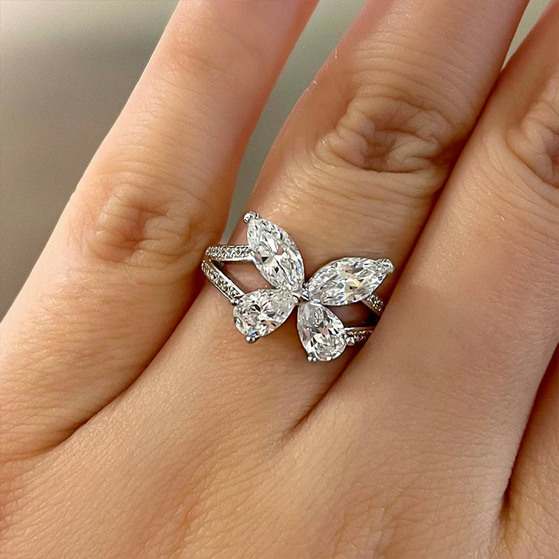 2Ct Butterfly Design Promise Ring Gift For Her In Sterling Silver-Sterling Silver-lornajewelry