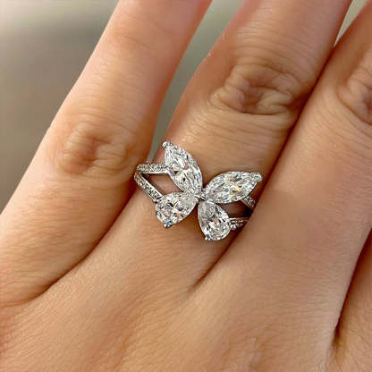 2Ct Butterfly Design Promise Ring Gift For Her In Sterling Silver-Sterling Silver-lornajewelry
