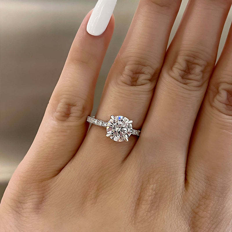 2Ct Classic Round Cut Engagement Ring for Her 4 prong In Sterling Silver-Sterling Silver-lornajewelry