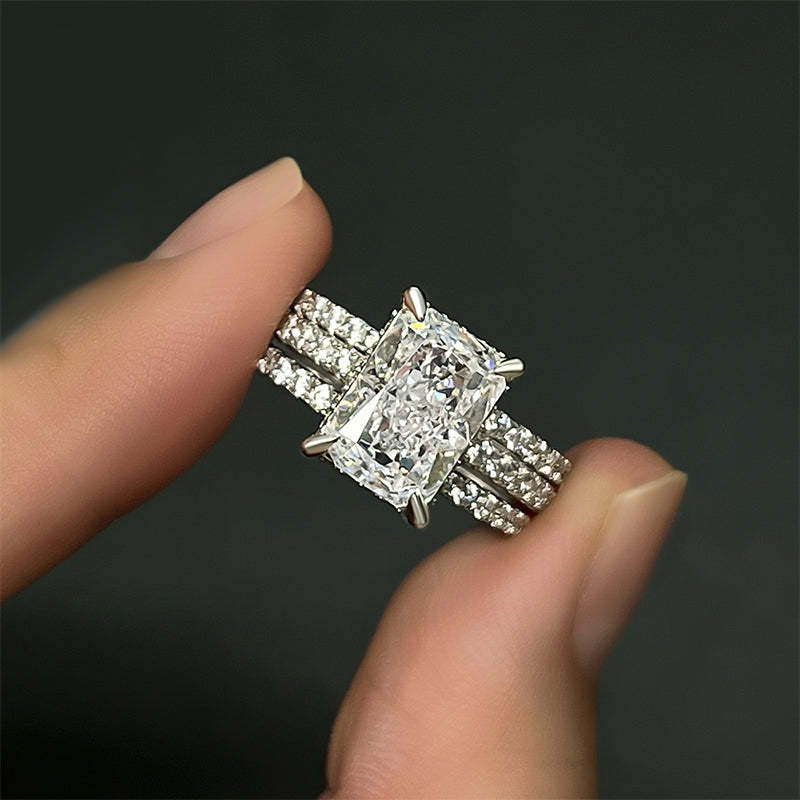 Timeless Radiant Cut  3PC Wedding Ring Set-Sterling Silver-lornajewelry