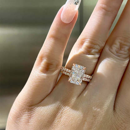 Gorgeous 3.5 Carat Radiant Cut Wedding Ring Set In Sterling Silver-Sterling Silver-lornajewelry